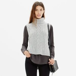 Madewell Grey Turtleneck Vest Cable Knit Sweater